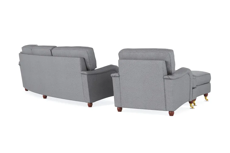 Howard Lyx Sofagruppe 4-seters Svingt Sofa + Divanstol + Lenestol + Fotskammel i Stoff - Lys grå - Møbler - Sofaer - Sofagrupper - Howard sofagruppe