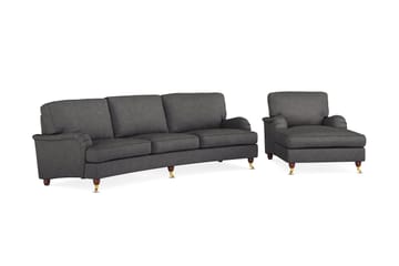 Howard Lyx Sofagruppe 4-seters Svingt Sofa + Divanstol i Stoff - Mørk grå - Møbler - Sofaer - Sofagrupper - Howard sofagruppe