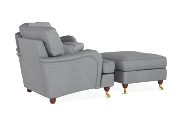 Howard Lyx Sofagruppe 4-seters Svingt Sofa + Lenestol + Fotskammel i Stoff - Lys grå - Møbler - Sofaer - Sofagrupper - Howard sofagruppe