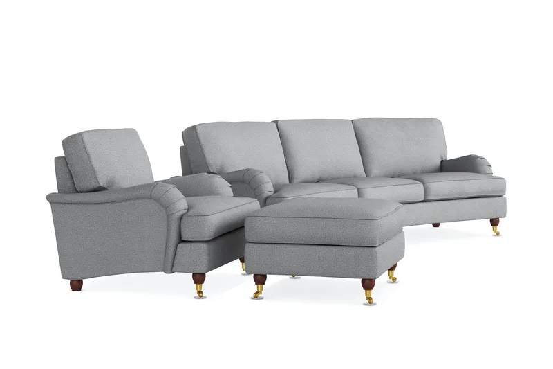 Howard Lyx Sofagruppe 4-seters Svingt Sofa + Lenestol + Fotskammel i Stoff - Lys grå - Møbler - Sofaer - Sofagrupper - Howard sofagruppe