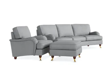 Howard Lyx Sofagruppe 4-seters Svingt Sofa + Lenestol + Fotskammel i Stoff - Lys grå - Møbler - Sofaer - Sofagrupper - Howard sofagruppe
