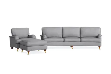 Howard Lyx Sofagruppe 4-seters Svingt Sofa + Lenestol + Fotskammel i Stoff - Lys grå - Møbler - Sofaer - Sofagrupper - Howard sofagruppe