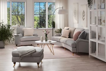 Howard Lyx Sofagruppe 4-seters Svingt Sofa + Lenestol + Fotskammel i Stoff - Lys grå - Møbler - Sofaer - Sofagrupper - Howard sofagruppe