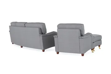 Howard Lyx Sofagruppe 4-seters Svingt Sofa + Lenestol + Fotskammel i Stoff - Lys grå - Møbler - Sofaer - Sofagrupper - Howard sofagruppe