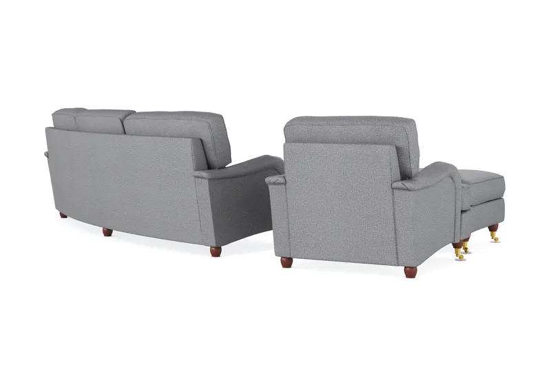 Howard Lyx Sofagruppe 4-seters Svingt Sofa + Lenestol + Fotskammel i Stoff - Lys grå - Møbler - Sofaer - Sofagrupper - Howard sofagruppe