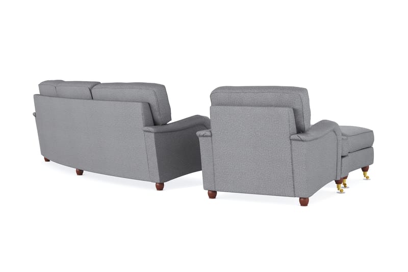 Howard Lyx Sofagruppe 4-seters Svingt Sofa + Lenestol + Fotskammel i Stoff - Lys grå - Møbler - Sofaer - Sofagrupper - Howard sofagruppe