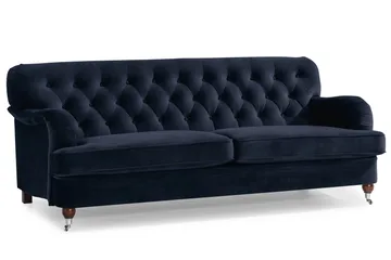 Howard Riviera Sofagruppe 3-seters + 2-seters Sofa + Lenestol + Fotskammel i Fløyel - Blå - Møbler - Sofaer - Sofagrupper - Howard sofagruppe