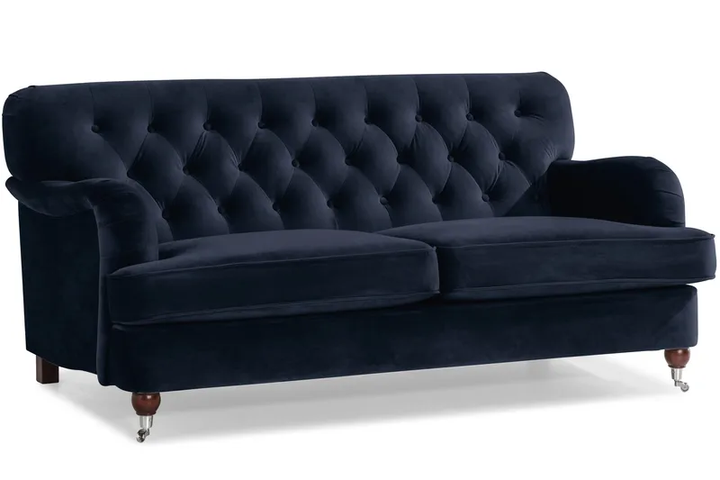 Howard Riviera Sofagruppe 3-seters + 2-seters Sofa + Lenestol + Fotskammel i Fløyel - Blå - Møbler - Sofaer - Sofagrupper - Howard sofagruppe