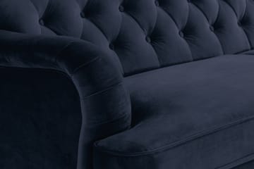 Howard Riviera Sofagruppe 3-seters + 2-seters Sofa + Lenestol + Fotskammel i Fløyel - Blå - Møbler - Sofaer - Sofagrupper - Howard sofagruppe