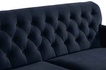 Howard Riviera Sofagruppe 3-seters + 2-seters Sofa + Lenestol + Fotskammel i Fløyel - Blå - Møbler - Sofaer - Sofagrupper - Howard sofagruppe