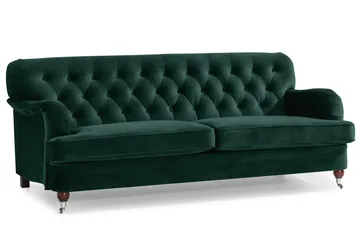 Howard Riviera Sofagruppe 3-seters + 2-seters Sofa + Lenestol + Fotskammel i Fløyel - Grønn - Møbler - Sofaer - Sofagrupper - Howard sofagruppe