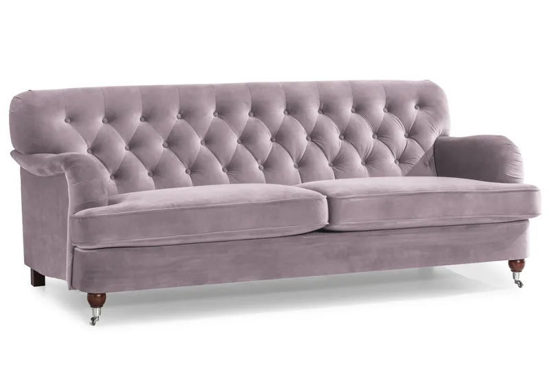 Howard Riviera Sofagruppe 3-seters + 2-seters Sofa + Lenestol + Fotskammel i Fløyel - Lilla - Møbler - Sofaer - Sofagrupper - Howard sofagruppe