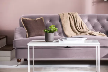 Howard Riviera Sofagruppe 3-seters + 2-seters Sofa + Lenestol + Fotskammel i Fløyel - Lilla - Møbler - Sofaer - Sofagrupper - Howard sofagruppe