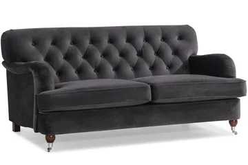 Howard Riviera Sofagruppe 3-seters + 2-seters Sofa + Lenestol + Fotskammel i Fløyel - Mørk grå - Møbler - Sofaer - Sofagrupper - Howard sofagruppe