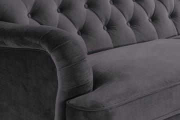 Howard Riviera Sofagruppe 3-seters + 2-seters Sofa + Lenestol + Fotskammel i Fløyel - Mørk grå - Møbler - Sofaer - Sofagrupper - Howard sofagruppe