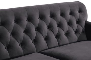 Howard Riviera Sofagruppe 3-seters + 2-seters Sofa + Lenestol + Fotskammel i Fløyel - Mørk grå - Møbler - Sofaer - Sofagrupper - Howard sofagruppe
