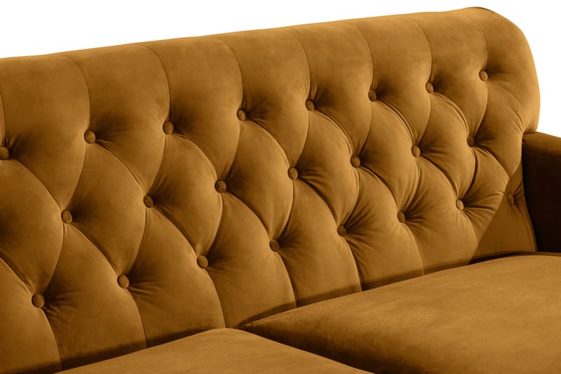 Howard Riviera Sofagruppe 3-seters + 2-seters Sofa + Lenestol + Fotskammel i Fløyel - Mørk gul - Møbler - Sofaer - Sofagrupper - Howard sofagruppe
