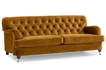 Howard Riviera Sofagruppe 3-seters + 2-seters Sofa + Lenestol + Fotskammel i Fløyel - Mørk gul - Møbler - Sofaer - Sofagrupper - Howard sofagruppe