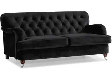 Howard Riviera Sofagruppe 3-seters + 2-seters Sofa + Lenestol + Fotskammel i Fløyel - Svart - Møbler - Sofaer - Sofagrupper - Howard sofagruppe