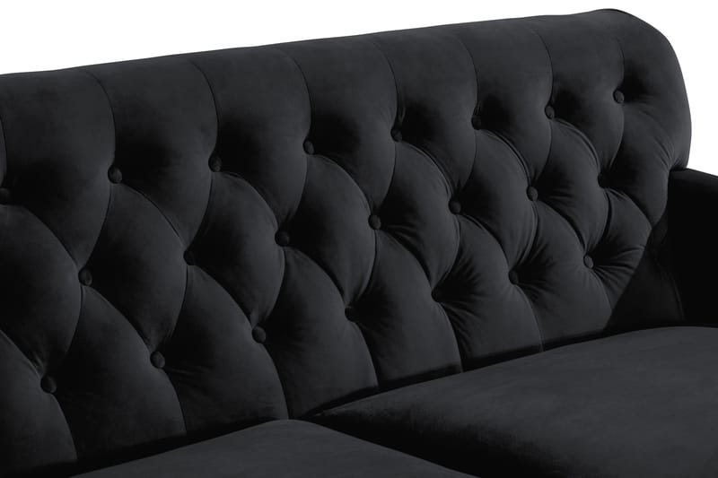 Howard Riviera Sofagruppe 3-seters + 2-seters Sofa + Lenestol + Fotskammel i Fløyel - Svart - Møbler - Sofaer - Sofagrupper - Howard sofagruppe