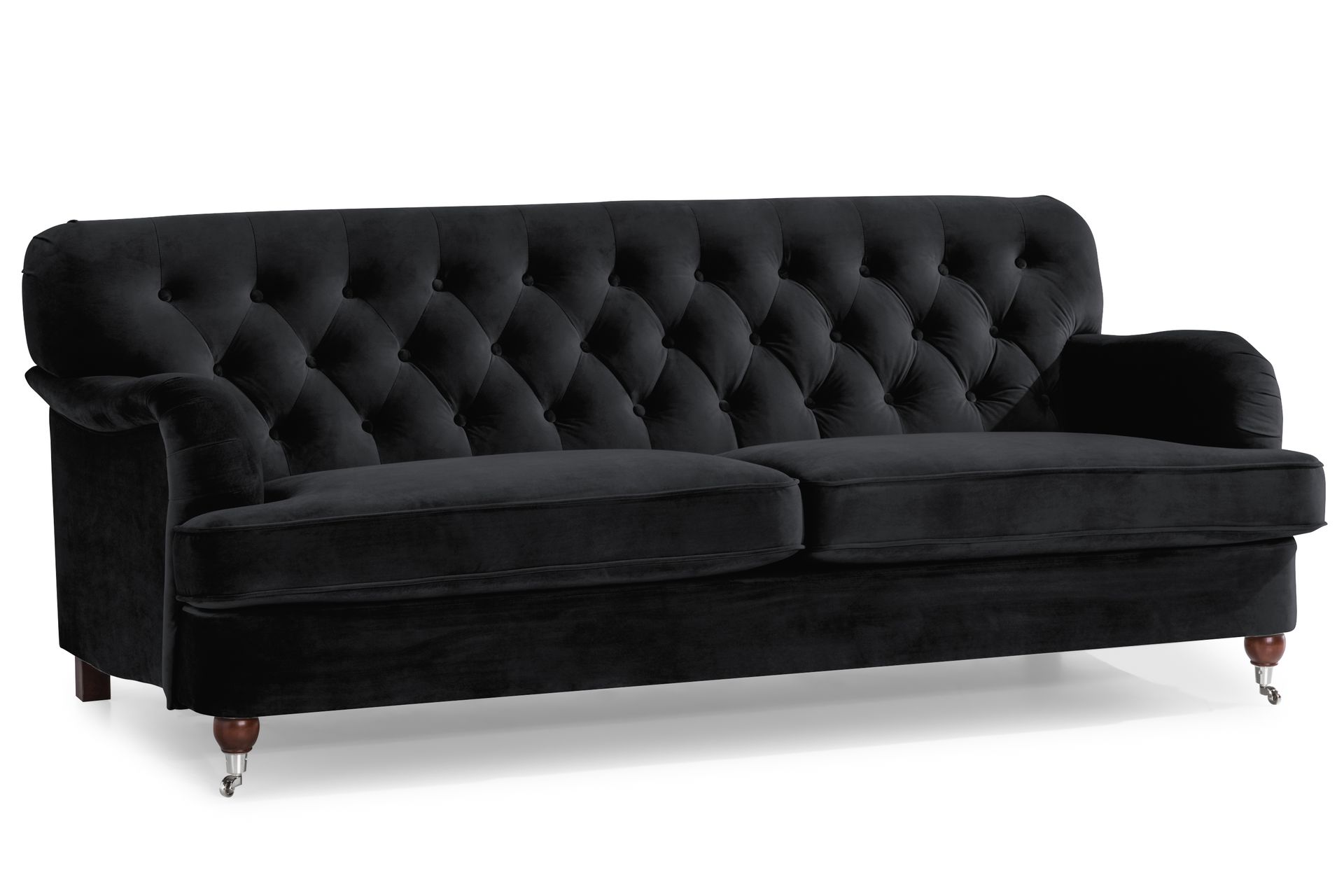 Howard Riviera Sofagruppe 3-seters + 2-seters Sofa + Lenestol + Fotskammel i Fløyel - Svart - Møbler - Sofaer - Sofagrupper - Howard sofagruppe