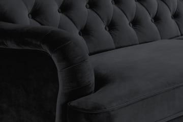Howard Riviera Sofagruppe 3-seters + 2-seters Sofa + Lenestol + Fotskammel i Fløyel - Svart - Møbler - Sofaer - Sofagrupper - Howard sofagruppe