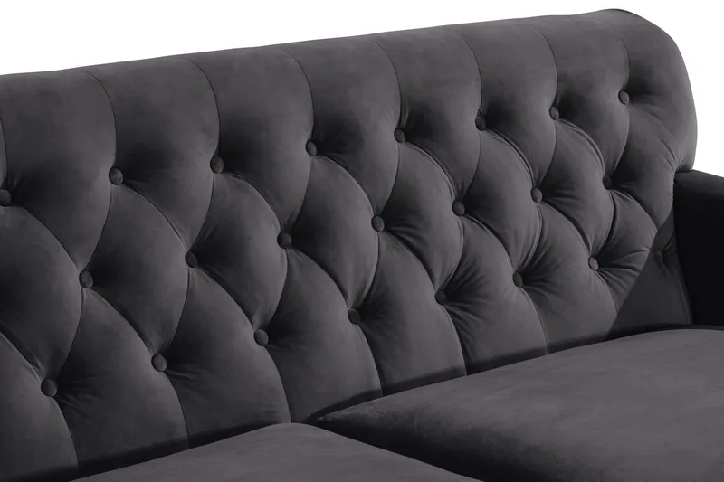 Howard Riviera Sofagruppe 3-seters + 2-seters Sofa + Lenestol + Fotskammel i Fløyel - Mørk grå - Møbler - Sofaer - Sofagrupper - Howard sofagruppe