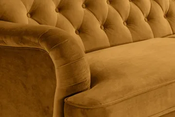 Howard Riviera Sofagruppe 3-seters + 2-seters Sofa + Lenestol + Fotskammel i Fløyel - Mørk gul - Møbler - Sofaer - Sofagrupper - Howard sofagruppe