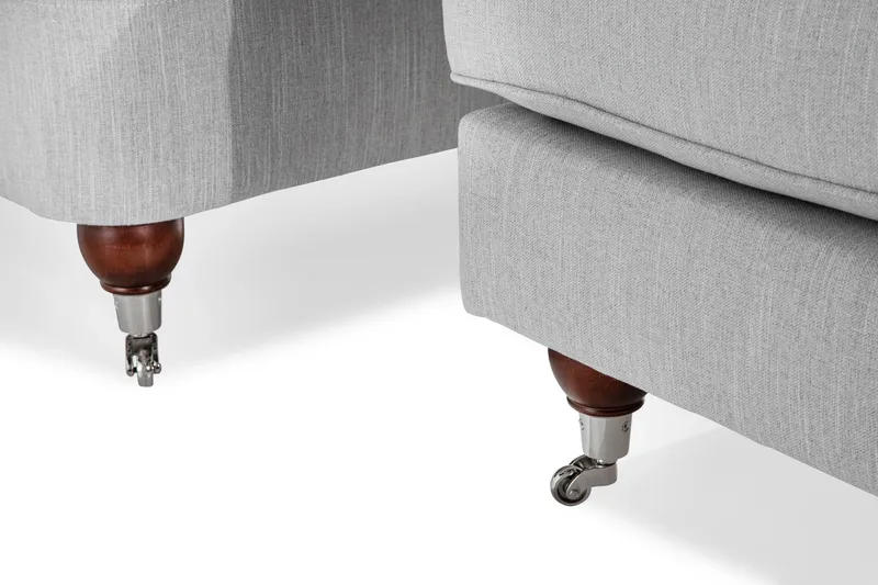 Howard Riviera Sofagruppe Bøyd 3-seter + 2-seter Sofa + Lenestol + Fotskammel i Stoff - Grå - Møbler - Sofaer - Sofagrupper - Howard sofagruppe