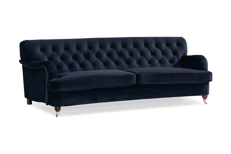 Howard Riviera Sofagruppe Svingt 3-seters + 2-seters Sofa + Lenestol + Fotskammel i Fløyel - Blå - Møbler - Sofaer - Sofagrupper - Howard sofagruppe