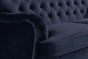 Howard Riviera Sofagruppe Svingt 3-seters + 2-seters Sofa + Lenestol + Fotskammel i Fløyel - Blå - Møbler - Sofaer - Sofagrupper - Howard sofagruppe