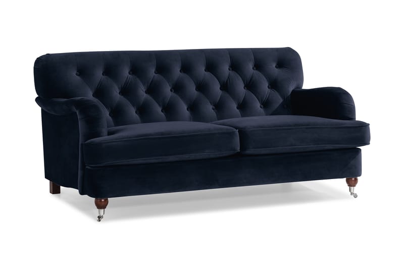 Howard Riviera Sofagruppe Svingt 3-seters + 2-seters Sofa + Lenestol + Fotskammel i Fløyel - Blå - Møbler - Sofaer - Sofagrupper - Howard sofagruppe
