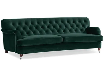 Howard Riviera Sofagruppe Svingt 3-seters + 2-seters Sofa + Lenestol + Fotskammel i Fløyel - Grønn - Møbler - Sofaer - Sofagrupper - Howard sofagruppe
