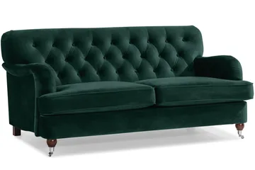 Howard Riviera Sofagruppe Svingt 3-seters + 2-seters Sofa + Lenestol + Fotskammel i Fløyel - Grønn - Møbler - Sofaer - Sofagrupper - Howard sofagruppe