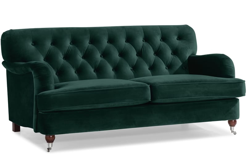 Howard Riviera Sofagruppe Svingt 3-seters + 2-seters Sofa + Lenestol + Fotskammel i Fløyel - Grønn - Møbler - Sofaer - Sofagrupper - Howard sofagruppe