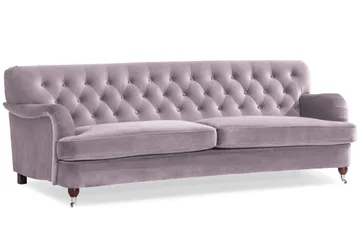 Howard Riviera Sofagruppe Svingt 3-seters + 2-seters Sofa + Lenestol + Fotskammel i Fløyel - Lilla - Møbler - Sofaer - Sofagrupper - Howard sofagruppe