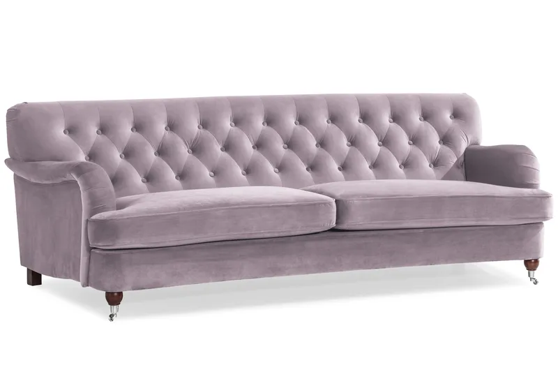 Howard Riviera Sofagruppe Svingt 3-seters + 2-seters Sofa + Lenestol + Fotskammel i Fløyel - Lilla - Møbler - Sofaer - Sofagrupper - Howard sofagruppe
