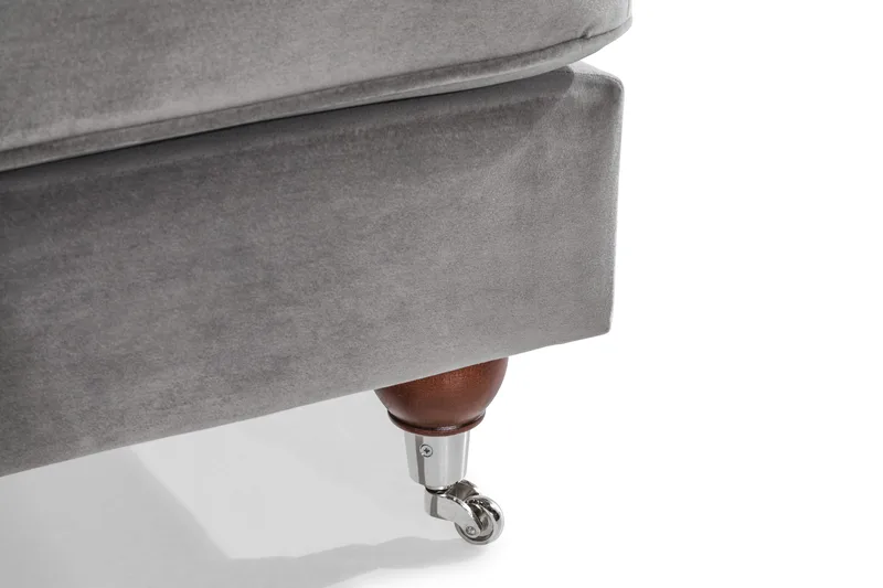 Howard Riviera Sofagruppe Svingt 3-seters + 2-seters Sofa + Lenestol + Fotskammel i Fløyel - Lys grå - Møbler - Sofaer - Sofagrupper - Howard sofagruppe