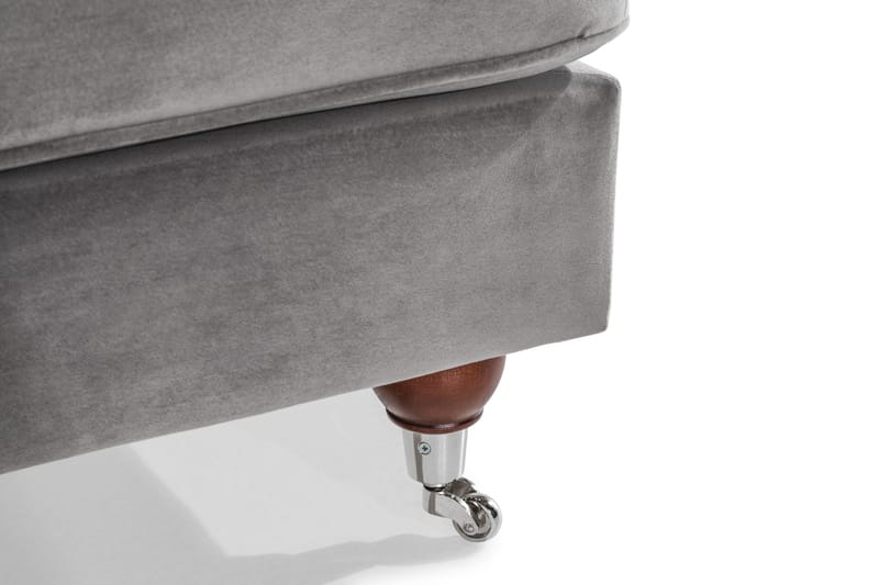 Howard Riviera Sofagruppe Svingt 3-seters + 2-seters Sofa + Lenestol + Fotskammel i Fløyel - Lys grå - Møbler - Sofaer - Sofagrupper - Howard sofagruppe