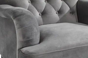 Howard Riviera Sofagruppe Svingt 3-seters + 2-seters Sofa + Lenestol + Fotskammel i Fløyel - Lys grå - Møbler - Sofaer - Sofagrupper - Howard sofagruppe