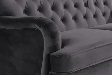 Howard Riviera Sofagruppe Svingt 3-seters + 2-seters Sofa + Lenestol + Fotskammel i Fløyel - Mørk grå - Møbler - Sofaer - Sofagrupper - Howard sofagruppe