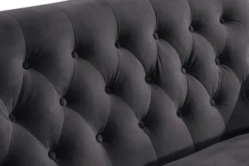 Howard Riviera Sofagruppe Svingt 3-seters + 2-seters Sofa + Lenestol + Fotskammel i Fløyel - Mørk grå - Møbler - Sofaer - Sofagrupper - Howard sofagruppe