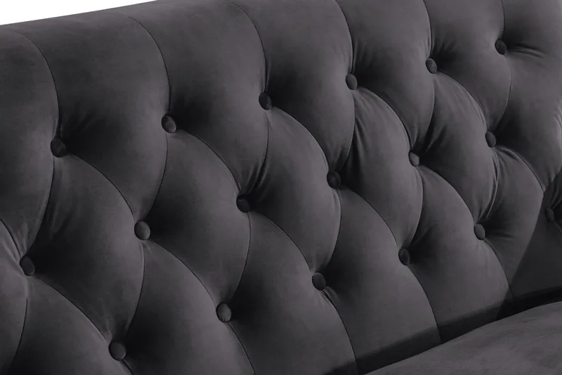 Howard Riviera Sofagruppe Svingt 3-seters + 2-seters Sofa + Lenestol + Fotskammel i Fløyel - Mørk grå - Møbler - Sofaer - Sofagrupper - Howard sofagruppe