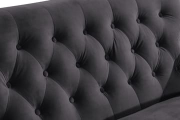 Howard Riviera Sofagruppe Svingt 3-seters + 2-seters Sofa + Lenestol + Fotskammel i Fløyel - Mørk grå - Møbler - Sofaer - Sofagrupper - Howard sofagruppe