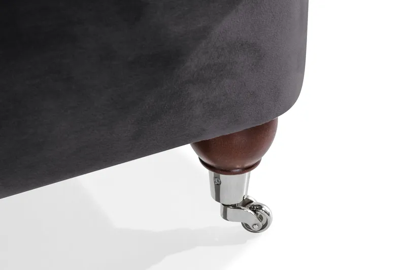 Howard Riviera Sofagruppe Svingt 3-seters + 2-seters Sofa + Lenestol + Fotskammel i Fløyel - Mørk grå - Møbler - Sofaer - Sofagrupper - Howard sofagruppe