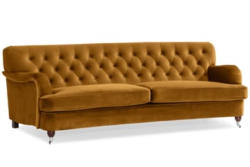 Howard Riviera Sofagruppe Svingt 3-seters + 2-seters Sofa + Lenestol + Fotskammel i Fløyel - Mørk gul - Møbler - Sofaer - Sofagrupper - Howard sofagruppe