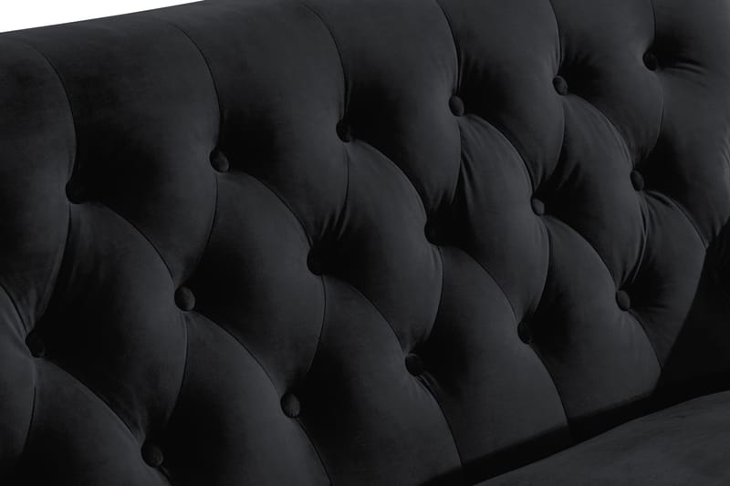 Howard Riviera Sofagruppe Svingt 3-seters + 2-seters Sofa + Lenestol + Fotskammel i Fløyel - Svart - Møbler - Sofaer - Sofagrupper - Howard sofagruppe