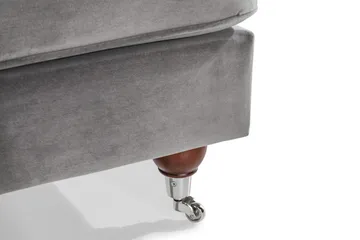 Howard Riviera Sofagruppe Svingt 3-seters + 2-seters Sofa + Lenestol + Fotskammel i Fløyel - Lys grå - Møbler - Sofaer - Sofagrupper - Howard sofagruppe