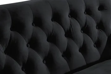Howard Riviera Sofagruppe Svingt 3-seters + 2-seters Sofa + Lenestol + Fotskammel i Fløyel - Svart - Møbler - Sofaer - Sofagrupper - Howard sofagruppe