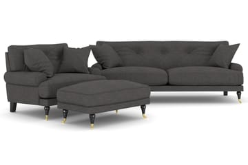 Andrew Sofagruppe 2-seter Sofa + Lenestol + Fotskammel i Stoff